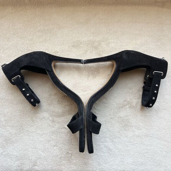 Rag & Bone Black Suede Stiletto Heel Sandal Women EU 40 US 10 Silver Studs Party - Picture 7 of 16
